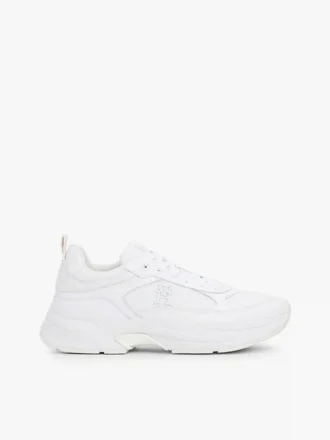 Sneaker in pelle spessa a texture mista