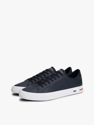 Sneaker in pelle vulcanizzata con striscia bandiera