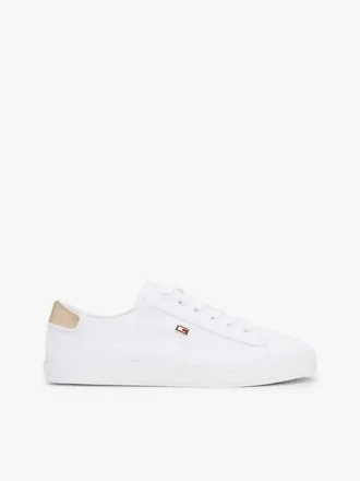 Sneaker in tela con tacco metallico