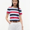 T-shirt a girocollo con strisce da rugby T-shirt a girocollo con strisce da rugby
