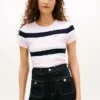 T-shirt a girocollo con strisce da rugby T-shirt a girocollo con strisce da rugby