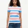 T-shirt a girocollo con strisce da rugby T-shirt a girocollo con strisce da rugby