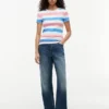 T-shirt a girocollo con strisce da rugby T-shirt a girocollo con strisce da rugby