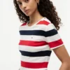 T-shirt a girocollo con strisce da rugby T-shirt a girocollo con strisce da rugby