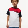 T-shirt a righe con bandiera color block per bambini T-shirt a righe con bandiera color block per bambini