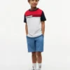 T-shirt a righe con bandiera color block per bambini T-shirt a righe con bandiera color block per bambini