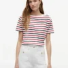 T-shirt a righe con bottoni dorati T-shirt a righe con bottoni dorati