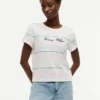 T-shirt a righe con logo ricamato T-shirt a righe con logo ricamato
