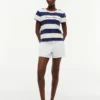 T-shirt a righe con logo ricamato T-shirt a righe con logo ricamato