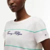 T-shirt a righe con logo ricamato T-shirt a righe con logo ricamato