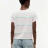 T-shirt a righe con logo ricamato T-shirt a righe con logo ricamato