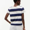T-shirt a righe con logo ricamato T-shirt a righe con logo ricamato