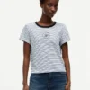 T-shirt a righe con monogramma in stile nautico T-shirt a righe con monogramma in stile nautico