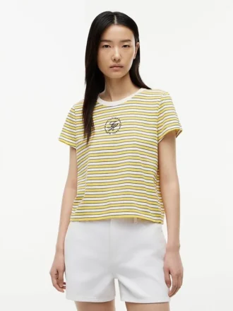 T-shirt a righe con monogramma in stile nautico