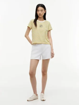 T-shirt a righe con monogramma in stile nautico