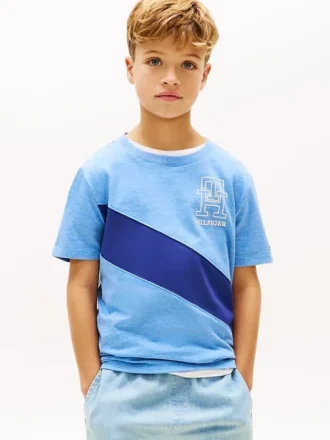 T-shirt a righe con monogramma per bambini