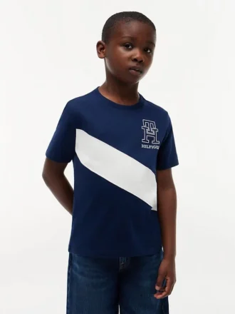 T-shirt a righe con monogramma per bambini