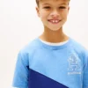 T-shirt a righe con monogramma per bambini