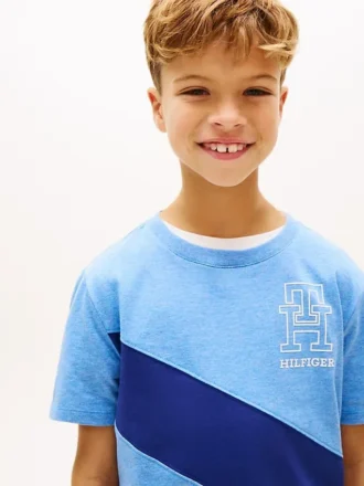 T-shirt a righe con monogramma per bambini