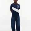 T-shirt a righe con monogramma per bambini