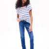 T-shirt a righe con orlo annodato per bambini T-shirt a righe con orlo annodato per bambini