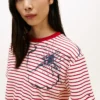 T-shirt a righe con stampa floreale astratta T-shirt a righe con stampa floreale astratta