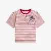 T-shirt a righe con stampa floreale astratta T-shirt a righe con stampa floreale astratta