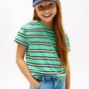 T-shirt a righe con tasca per bambina T-shirt a righe con tasca per bambina