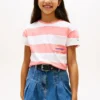 T-shirt a righe con tasca per bambina T-shirt a righe con tasca per bambina