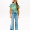 T-shirt a righe con tasca per bambina T-shirt a righe con tasca per bambina