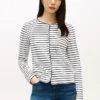 T-shirt cardigan in cotone interlock a righe T-shirt cardigan in cotone interlock a righe