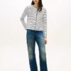 T-shirt cardigan in cotone interlock a righe T-shirt cardigan in cotone interlock a righe