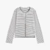 T-shirt cardigan in cotone interlock a righe T-shirt cardigan in cotone interlock a righe