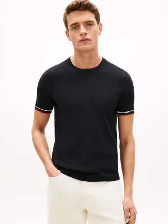 T-shirt con bordi in maglia New York Label