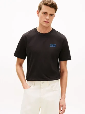 T-shirt con grafica di una palma sul retro