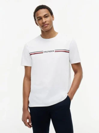 T-shirt con logo a righe Hilfiger