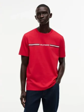 T-shirt con logo a righe Hilfiger