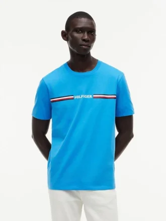 T-shirt con logo a righe Hilfiger
