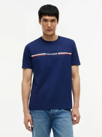 T-shirt con logo a righe Hilfiger