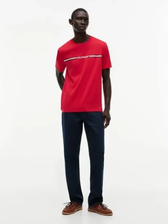 T-shirt con logo a righe Hilfiger
