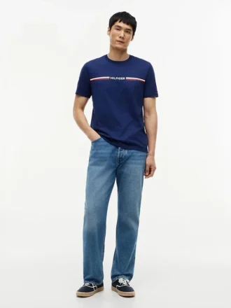 T-shirt con logo a righe Hilfiger