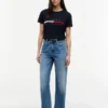 T-shirt con logo a strisce e bandiera ricamato T-shirt con logo a strisce e bandiera ricamato