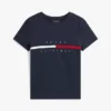 T-shirt con logo a strisce e bandiera ricamato T-shirt con logo a strisce e bandiera ricamato