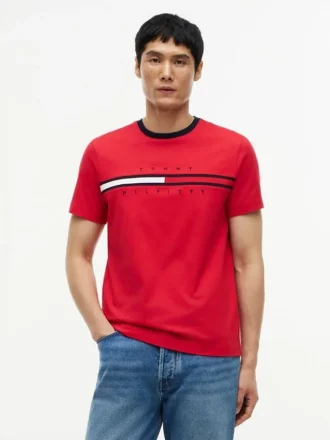 T-shirt con logo bandiera ricamato