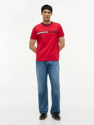 T-shirt con logo bandiera ricamato