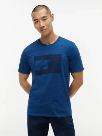 T-shirt con logo bandiera tinta indaco