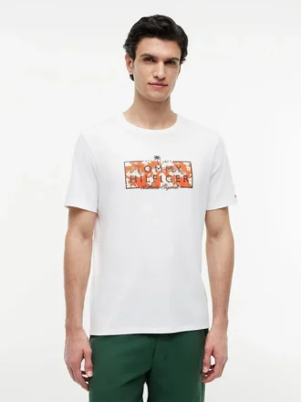 T-shirt con logo floreale tropicale