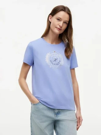 T-shirt con logo foglia d’alloro laminato