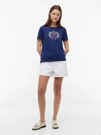 T-shirt con logo foglia d’alloro laminato