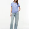 T-shirt con logo foglia d’alloro laminato T-shirt con logo foglia d’alloro laminato
